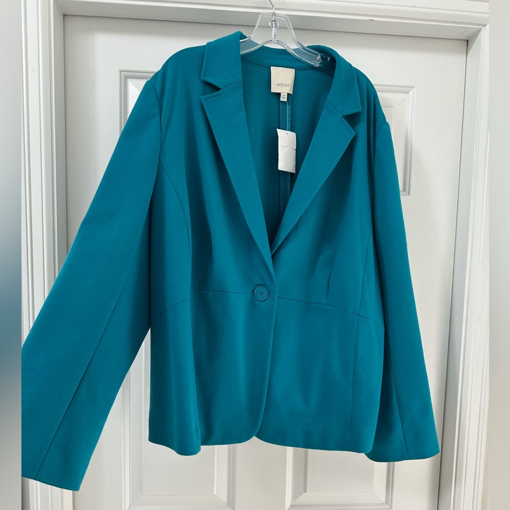 New Sejour‎ Turquoise Classic Blazer Jacket Size 22W